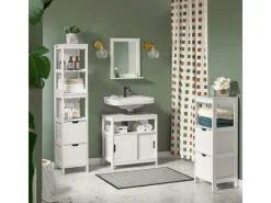 Discount SoBuy Badezimmerschrank Hochschrank mit 2 Körben Badregal 30x144x30cm Weiß FRG126-W