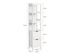 Discount SoBuy Badezimmerschrank Hochschrank mit 2 Körben Badregal 30x144x30cm Weiß FRG126-W