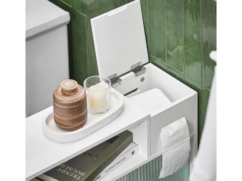 SoBuy Badezimmerschrank Nischenregal mit Rollen Küchenregal Weiß BZR117-W