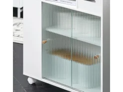 SoBuy Badezimmerschrank Nischenregal mit Rollen Küchenregal Weiß BZR117-W