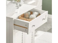 Best SoBuy Badezimmerschrank Sideboard mit Schublade und Lamellentüren 60x87x35cm Weiß FRG238-W