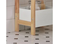 SoBuy Badregal in weiß/KautschukholzStandregalKüchenregalFRG226-WN