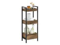 Outlet SoBuy Badregal mit 3 Ablagefächern Holz Metall Vintagebraun FRG226-F