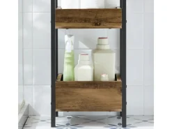 Outlet SoBuy Badregal mit 3 Ablagefächern Holz Metall Vintagebraun FRG226-F