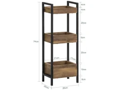 Outlet SoBuy Badregal mit 3 Ablagefächern Holz Metall Vintagebraun FRG226-F