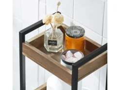 Outlet SoBuy Badregal mit 3 Ablagefächern Holz Metall Vintagebraun FRG226-F