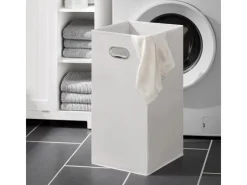 SoBuy Badschrank mit ausklappbarem Wäschesack Holz Weiß BZR105-W