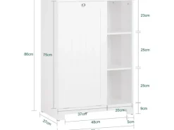 SoBuy Badschrank mit ausklappbarem Wäschesack Holz Weiß BZR105-W
