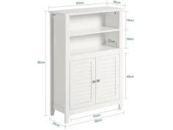 Sale SoBuy Badschrank Sideboard mit 2 Ablagen und Lamellentüren 60x90x26cm Weiß BZR13-W