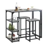 SoBuy Bartisch mit 2 Stühlen Esszimmer MDF Metall Grau OGT43-HG