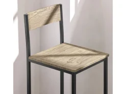 SoBuy Bartisch Set mit 2 Barhockern Holz Metall Natur Schwarz OGT03-N