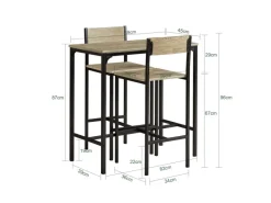 SoBuy Bartisch Set mit 2 Barhockern Holz Metall Natur Schwarz OGT03-N