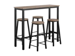 New SoBuy Bartisch Set 5-teilig Essgruppe Esstisch mit 4 Hockern Braun-Schwarz OGT22-SCH