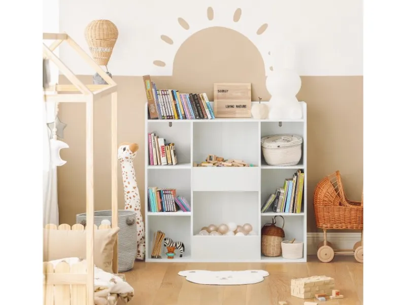 Discount SoBuy Bücherregal für Kinder Kinderregal Aufbewahrungsregal Standregal KMB55-W