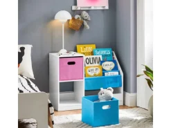 SoBuy Bücherregal Kinderregal mit Boxen Aufbewahrungsregal Weiß KMB76-F