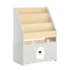 SoBuy Bücherregal Kinderregal mit 3 Ablagefächern und 1 Spielzeugtruhe KMB104-HG