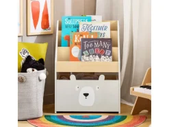 SoBuy Bücherregal Kinderregal mit 3 Ablagefächern und 1 Spielzeugtruhe KMB104-HG