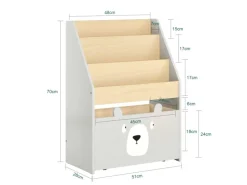 SoBuy Bücherregal Kinderregal mit 3 Ablagefächern und 1 Spielzeugtruhe KMB104-HG