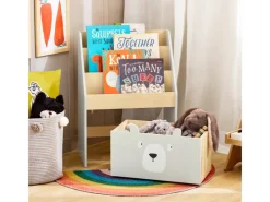 SoBuy Bücherregal Kinderregal mit 3 Ablagefächern und 1 Spielzeugtruhe KMB104-HG
