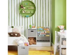 SoBuy Bücherregal Kinderregal mit Boxen Aufbewahrungsregal Weiß KMB76-W