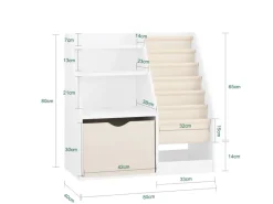 SoBuy Bücherregal Kinderregal mit Stofftaschen und 3 Regale Weiß 80x80x40cm KMB119-W