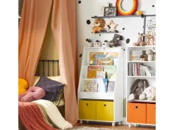Sale SoBuy Bücherregal Kinderregal mit 2 Boxen Aufbewahrungsregal Weiß KMB69-W