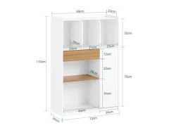 Hot SoBuy Bücherregal mit Schublade und Tür Aufbewahrungsregal mit Fächern STR11-WN