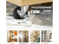 SoBuy Beistelltisch Couchtisch mit Rollen Druckertisch Aktenschrank FBT152-N