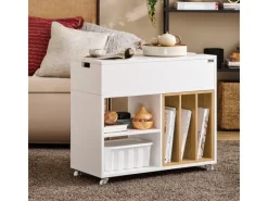 SoBuy Beistelltisch Druckertisch mit Rollen Couchtisch Aktenschrank FBT134-W