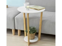 SoBuy Beistelltisch mit 2 Ablagen Couchtisch Balkontisch FBT52-WN