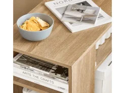 SoBuy Beistelltisch mit Rollen Couchtisch mit Ablagefächern Druckerregal FBT34-N