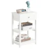 SoBuy Beistelltisch Nachttisch mit Schublade und 2 Ablagen 45x68x30cm Weiß FBT46-W