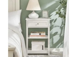 SoBuy Beistelltisch Nachttisch mit Schublade und 2 Ablagen 45x68x30cm Weiß FBT46-W