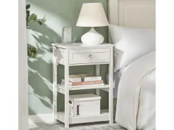 SoBuy Beistelltisch Nachttisch mit Schublade und 2 Ablagen 45x68x30cm Weiß FBT46-W