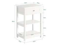 SoBuy Beistelltisch Nachttisch mit Schublade und 2 Ablagen 45x68x30cm Weiß FBT46-W