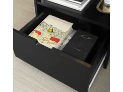 SoBuy Beistelltisch Nachttisch Nachtschrank mit 2 Schubladen Schwarz FRG258-SCH