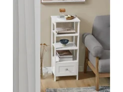 SoBuy Beistelltisch Nachttisch mit Schublade und Ablagen Telefontisch FBT91-W