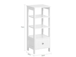 SoBuy Beistelltisch Nachttisch mit Schublade und Ablagen Telefontisch FBT91-W