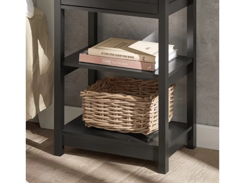 New SoBuy Beistelltisch Nachttisch mit Schublade und 2 Ablagen 45x68x30cm Schwarz FBT46-SCH