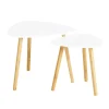 SoBuy Couchtisch 2er-Set Beistelltisch Satztisch fürs Wohnzimmer Weiß FBT74-W
