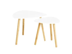 SoBuy Couchtisch 2er-Set Beistelltisch Satztisch fürs Wohnzimmer Weiß FBT74-W