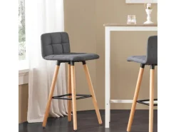 SoBuy 2er Set Barhocker Barstuhl Tresenhocker mit Rücklehne Grau FST50-DGx2