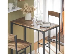 SoBuy Essgruppe Bartisch Set Esstisch mit 2 Stühlen Braun-Schwarz OGT03-XL