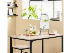 Outlet SoBuy Essgruppe Esstisch Set 5-teilig Bartisch mit 4 Hockern Natur-Schwarz OGT11-N