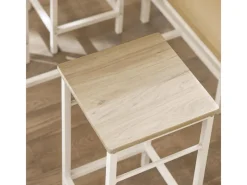 SoBuy Essgruppe Esstisch Set 5-teilig Bartisch mit 4 Hockern Weiß-Natur OGT11-WN