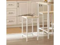 SoBuy Essgruppe Esstisch Set 5-teilig Bartisch mit 4 Hockern Weiß-Natur OGT11-WN