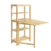 SoBuy Esstisch mit Regalen Klapptisch Schreibtisch 98x126x60cm Natur FWT70-N
