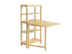 SoBuy Esstisch mit Regalen Klapptisch Schreibtisch 98x126x60cm Natur FWT70-N