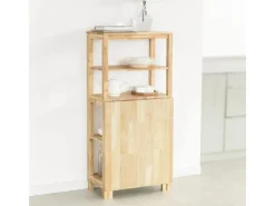 SoBuy Esstisch mit Regalen Klapptisch Schreibtisch 98x126x60cm Natur FWT70-N