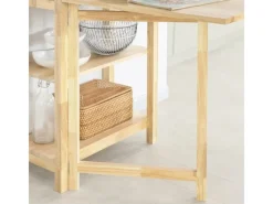 SoBuy Esstisch mit Regalen Klapptisch Schreibtisch 98x126x60cm Natur FWT70-N